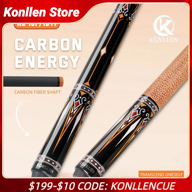 

KONLLEN KL-15F Бильярдный кий из углеродного волокна с наконечником 12,5 мм, бильярд с низким дефлекцией для бильярдов