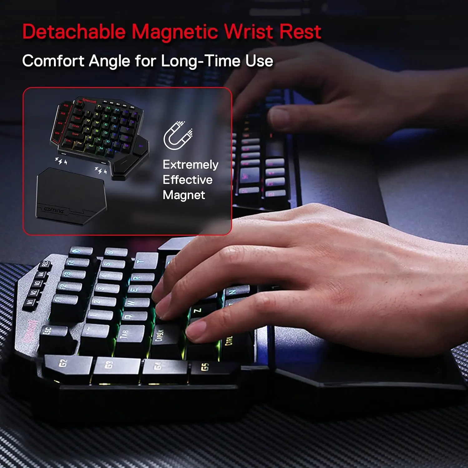 Imagem -03 - Pro Wireless Gaming Wrist Suporte Teclado Hot Swappable 3-mode One-handed Mecânico 42 Chaves Redragon-k585