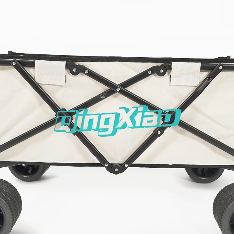 Folding Camping Wagon Cart Portable Collapsible Utility Trolley With All Terrain Wheels For Outdoor Picnic Shopping Garden