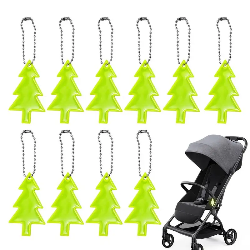 mini Christmas tree Stylish Reflective pendant 10pcs Portable Bags Keychain Ornaments Children Adults pets Night Safety Gear