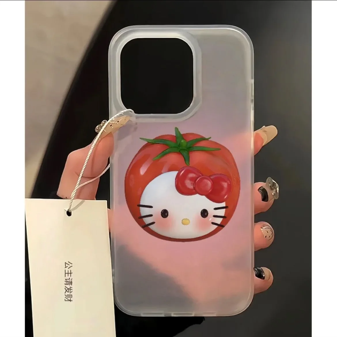 Sanrio Tomato Hello Kitty Red Bow Phone Case For iPhone 16 15 14 13 12 11 Pro Max XR XS Max 7 8 Plus MINI Y2K Cute Matte Cover