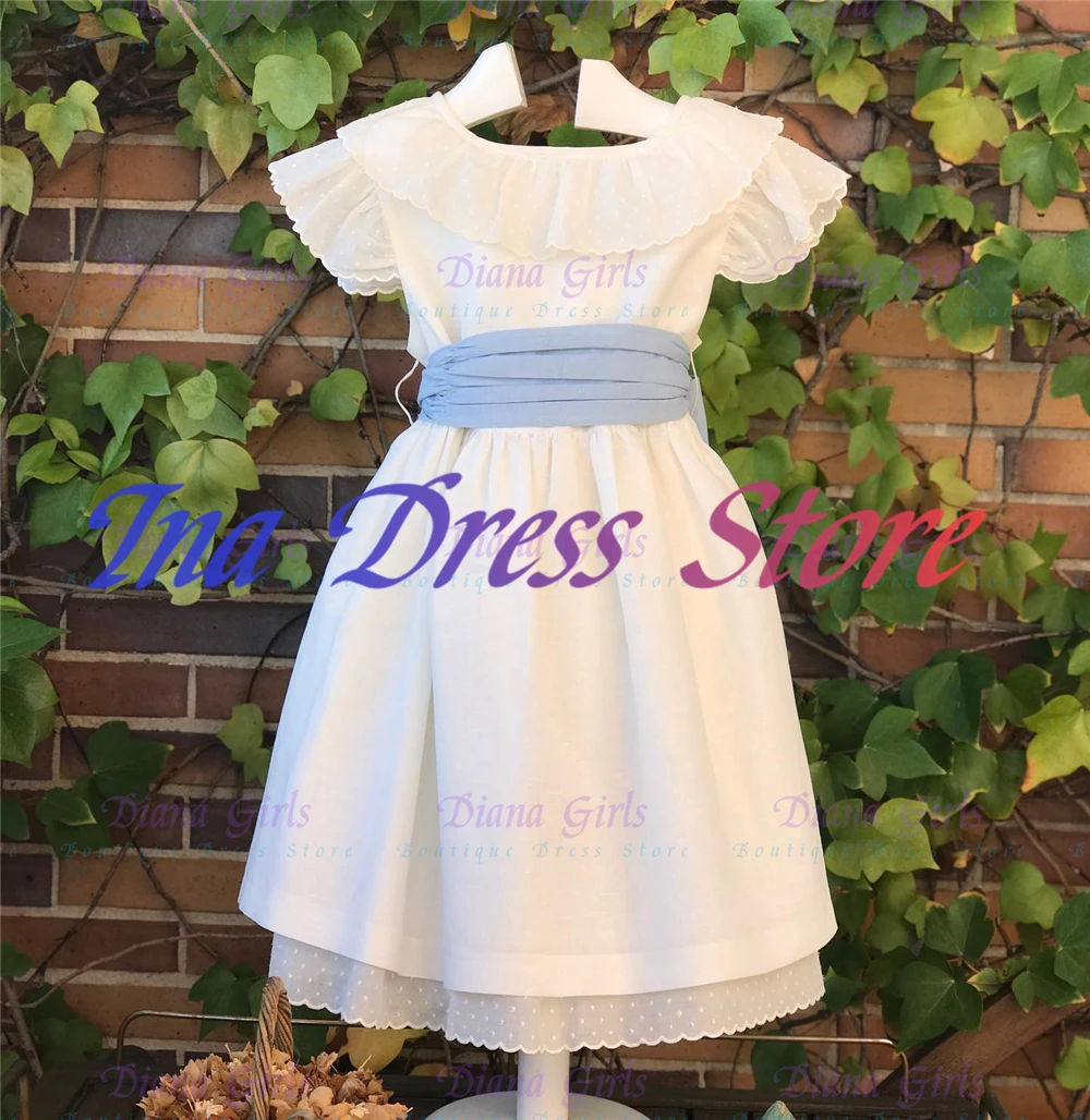 Quality Idyllic First Communion Gowns Lace Print Appliqué Flower Girl Dress Princess Ball Kids Birthday Party Gowns Customized