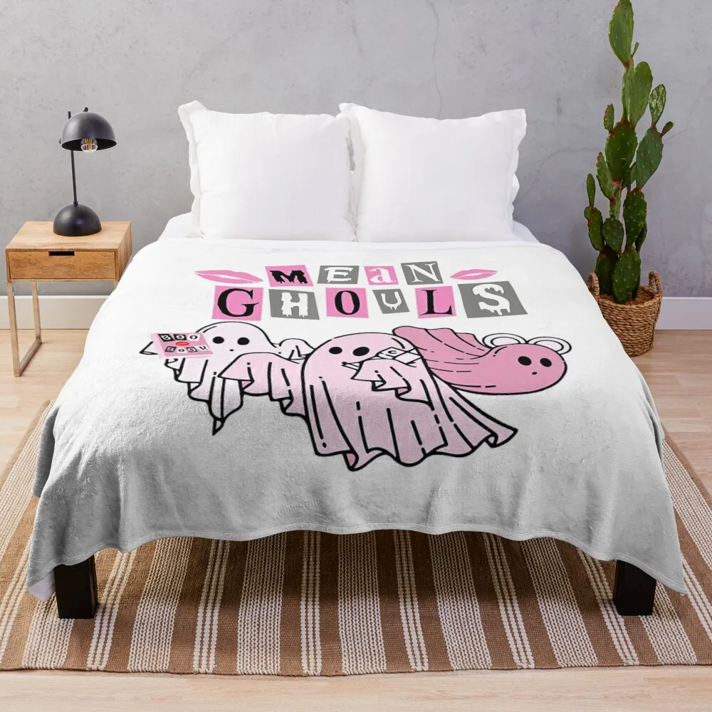 

Cute Ghost Mean Ghouls Funny Halloween Costume Spooky Seaso Throw Blanket Hair Blankets For Sofas Bed Blankets