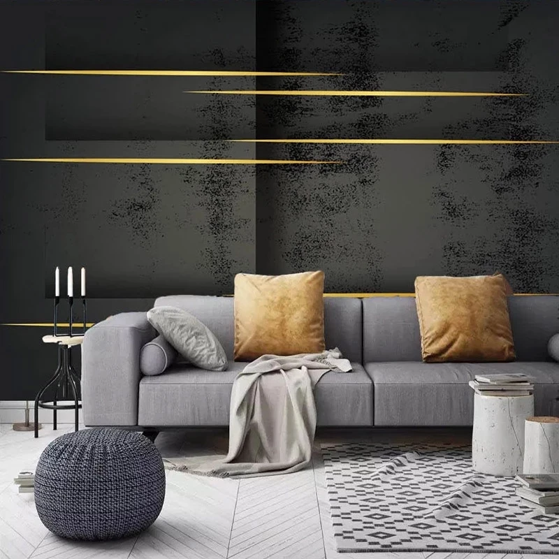 Custom Photo 3D Abstract Geometric Gold Lines Art Bedroom Mural Cement Gray Wallpaper Living room sofa TV background restaurant