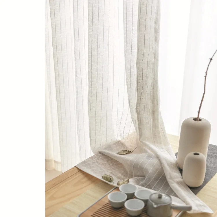 Moderno Simples Algodão Linho Vertical Linen Sheer Cortinas Para Sala de estar Quarto Macio Tulle Tela Janela Cortinas Deco Tecidos