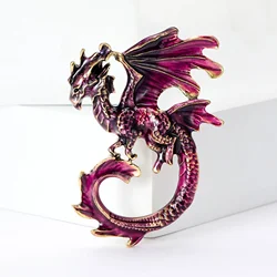 Popular Enamel Curly Tail Dragon Brooch for Women Unisex Animal Pins Event Party Backpack Decoration Clothes Accessories