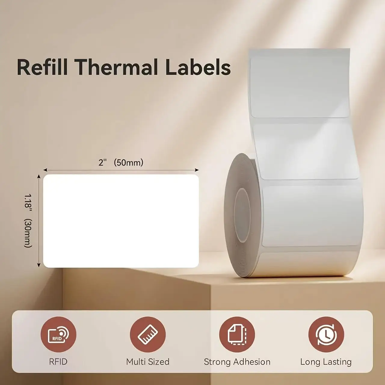 Label Stickers, 6/12-rolls (for B1/B21/B3S Label Printers)Dimensions: 50 X 30mm (1.97