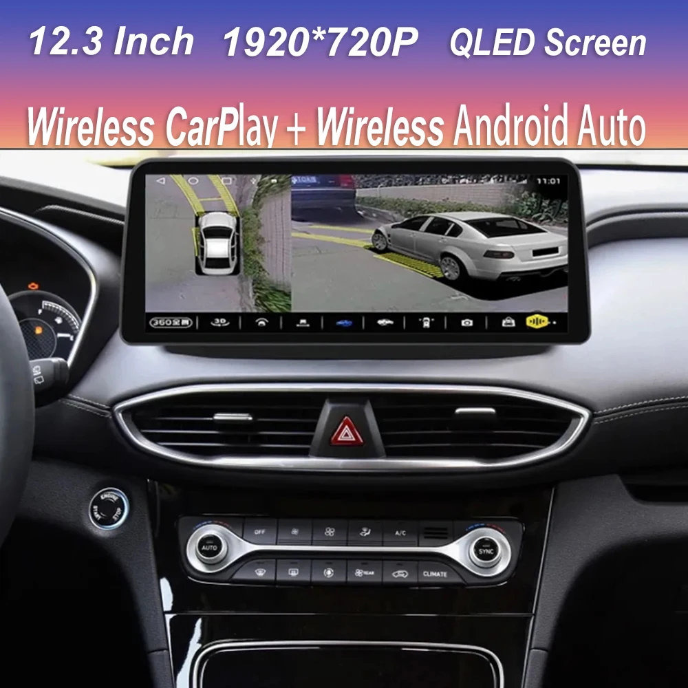 

For Hyundai Santa Fe 2017-2021 12.3 Inch Screen Car Multimedia Video Player WIFI 4G Carplay Auto Radio GPS Navigation Android 13