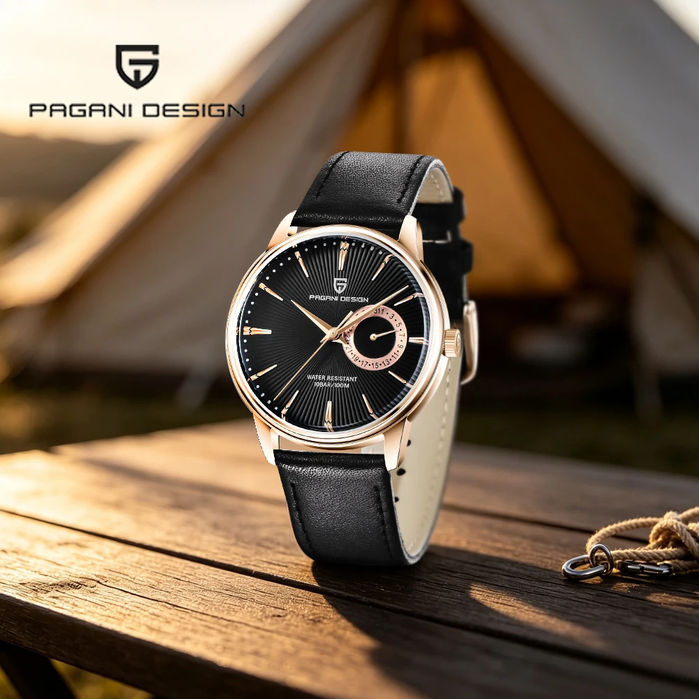 Pagani design 2026 casual fashion men's quartz watch VH65 men's watch leather strap calendar waterproof watch relogio masculino