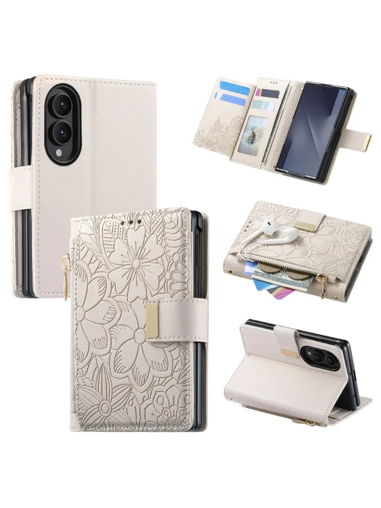 Dla Samsung Z Fold8 5G 2026 Skórzane etui z zamkiem błyskawicznym, wielofunkcyjny portfel na karty, etui Funda Samsung Galaxy Z Fold 8, etui ZFold8 Ultra Coque — zdjęcie produktu 7