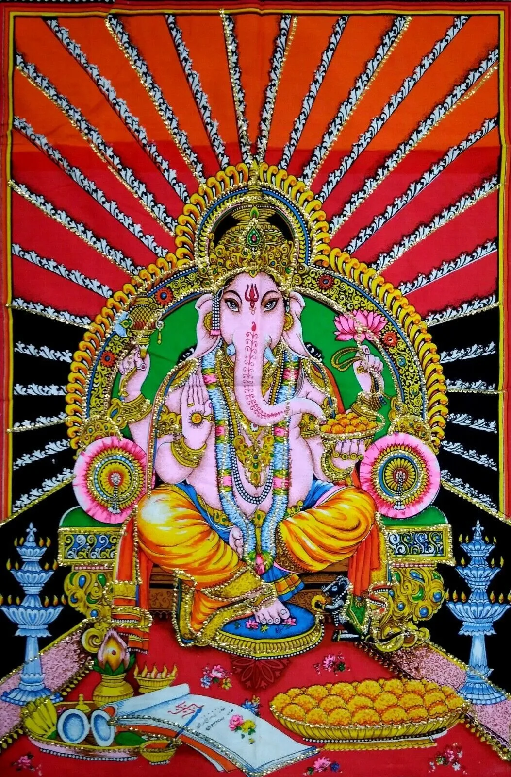Ganesha God Tapestry Hindu Deity Art Wall Hanging for Home Decor Bedroom Living Room