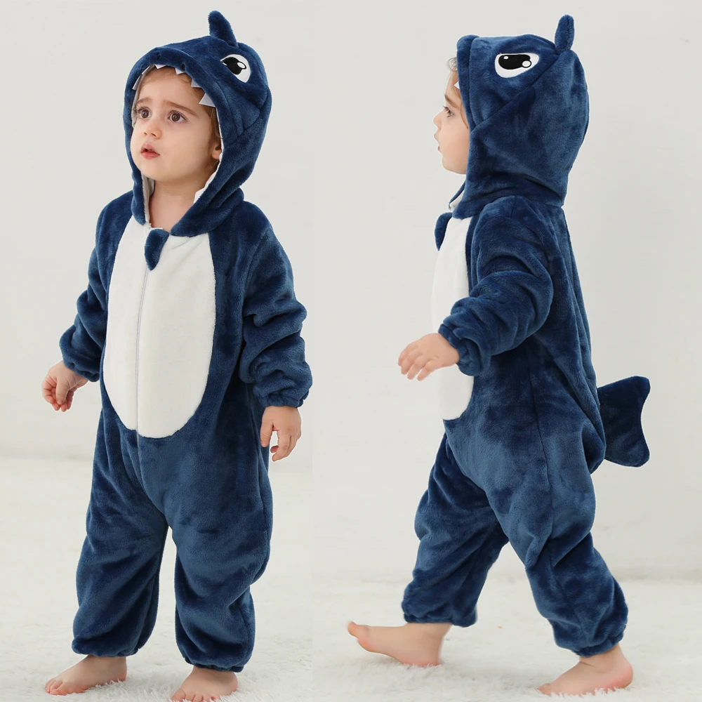 0-4 Years Christmas Baby Rompers Newborn Cosplay Costume Infant Toddler Deer Shark Dinosaur Clothes Boys Girls Kids Outfit