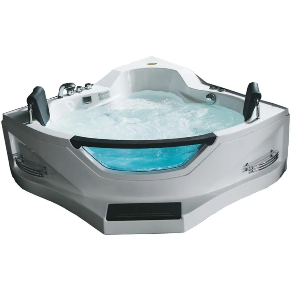 Corner Whirlpool Bathtub, Triangular Glass Spa Pool, 59 Inches Long X 59 Inches Wide X 25 Inches High Bathtubs & Whirlpools