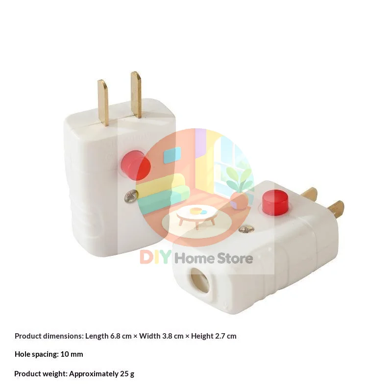 Automobile Parts2 Prong Electric Power Plug With On Off Switch And Thick Pure Copper Pins 10A 250V For Home Office Daily Use