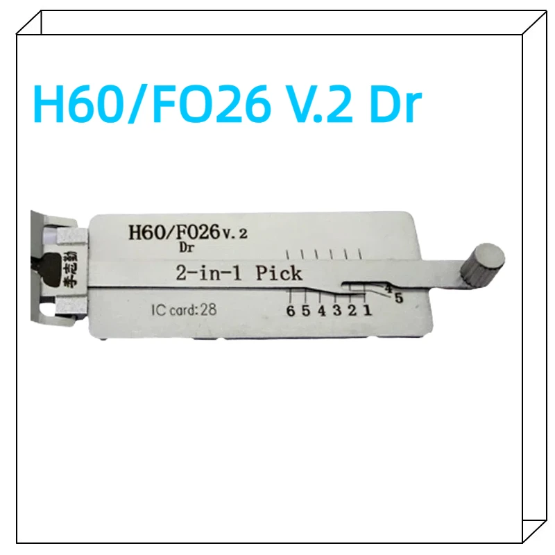 Lishi 2 in 1 Lock Pick H60/FO26 V.2 Decoder Original Ignition Car Door Opener Flat Milling for Older Ford Models