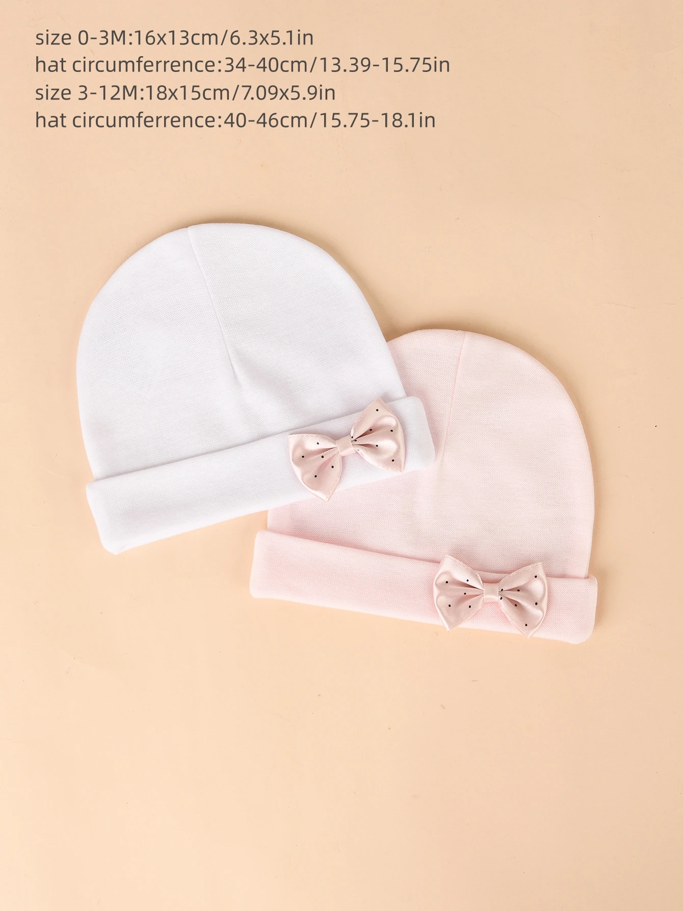 2er-Pack Niedliche Baumwollmützen mit Polka Dots und Schleife für Babymädchen, geeignet zum Schlafen, für Zuhause und den Außenbereich in allen Jahreszeiten – Detail 1
