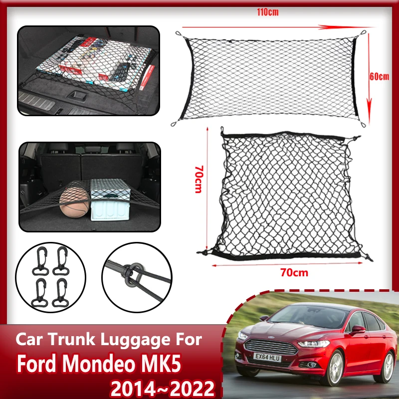 

Car Trunk Net For Ford Mondeo Fusion MK5 2014~2022 2020 Car Pocket Trunk Nylon Elastic Mesh Car Net Holder Pocket Accessories