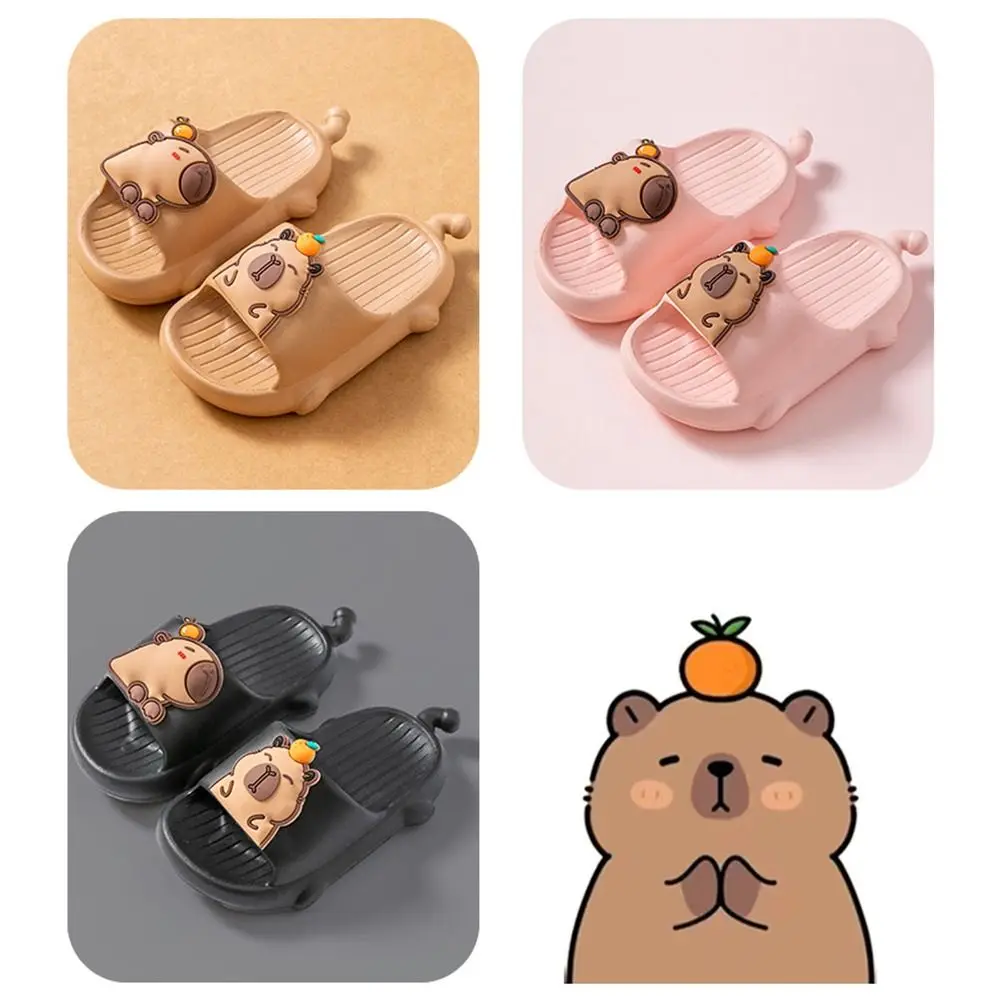 Casual EVA Capybara Kids Slippers Cute Anti-slip Cartoon Animal Slippers Resilience Soft Children's Bathroom Sandals Bedroom