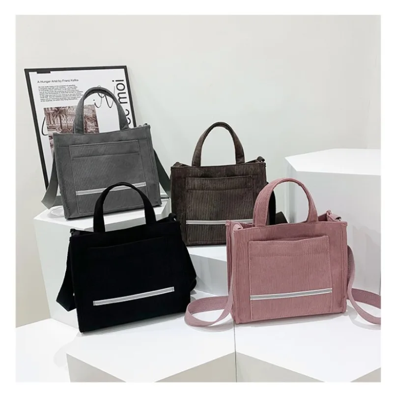 Women's Bag Corduroy 2023 New Small Square  Korean Ins Bag Foreign Trade Trend Handbags Shoulder Bag Cross-border