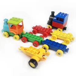 20pcs Large Brick Train carriage The Truck/wheels Assemble Building Blocks Compatible With lego Duplo  Bricks Toys For Children