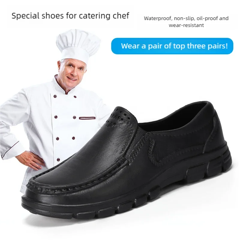 

Men's new chef shoes four season casual light anti slip waterproof hotel kitchen work shoes comfortable soft soled walking shoes