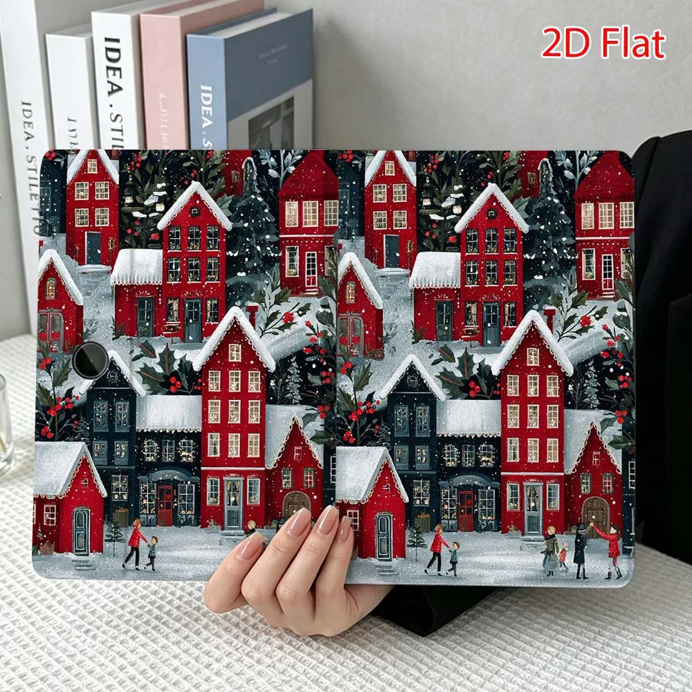 Winter Red House Soft For OPPO VIVO IQOO OnePlus Realme Pad 3 Pro 13 12.1 11.4 11 inch Pen Tray Tablet Case