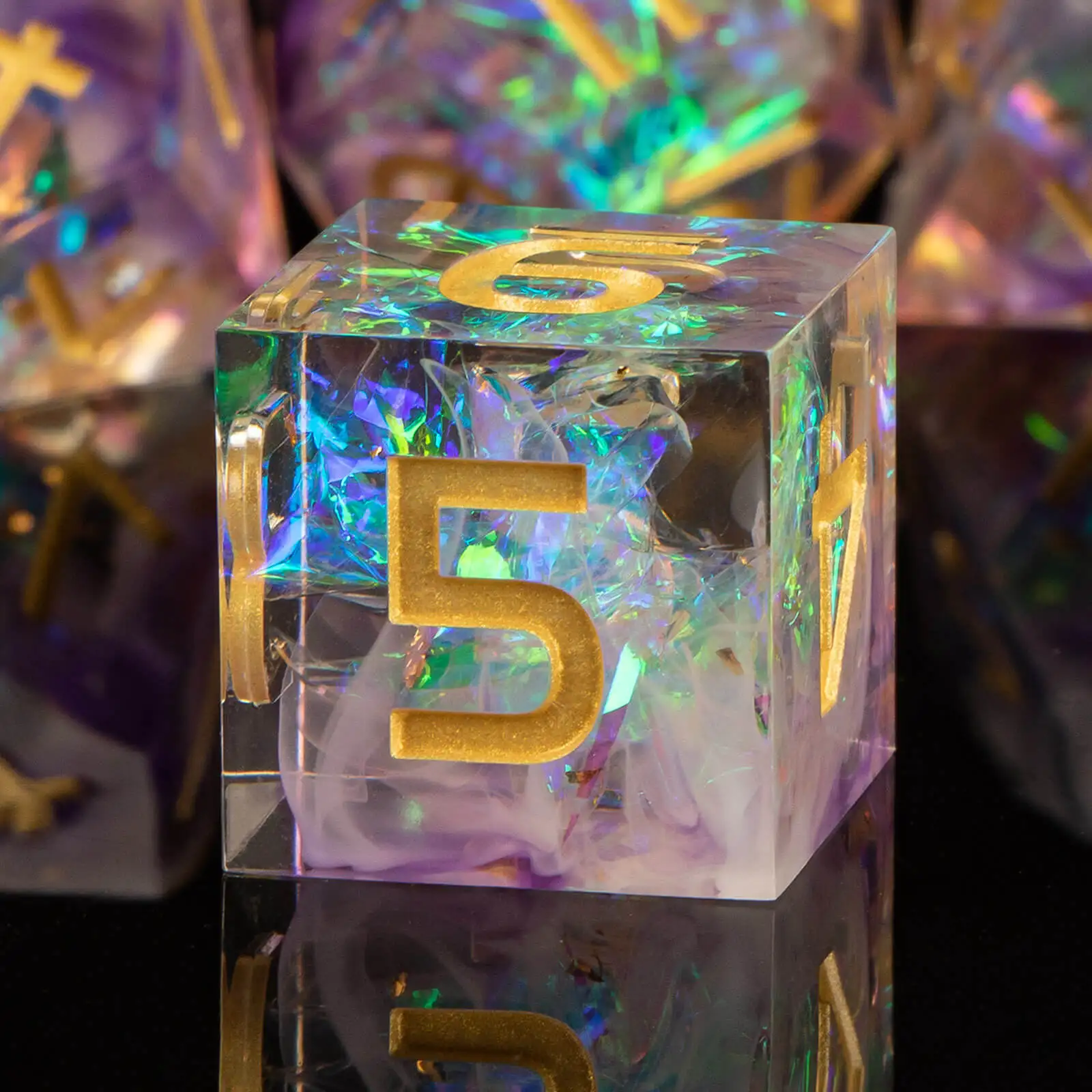 

DND Resin Sharp Edge Dice Set, Handmade Lightning D and D Dungeon and Dragon RPG Polyhedral Dice, Role Playing Games D&D Dice