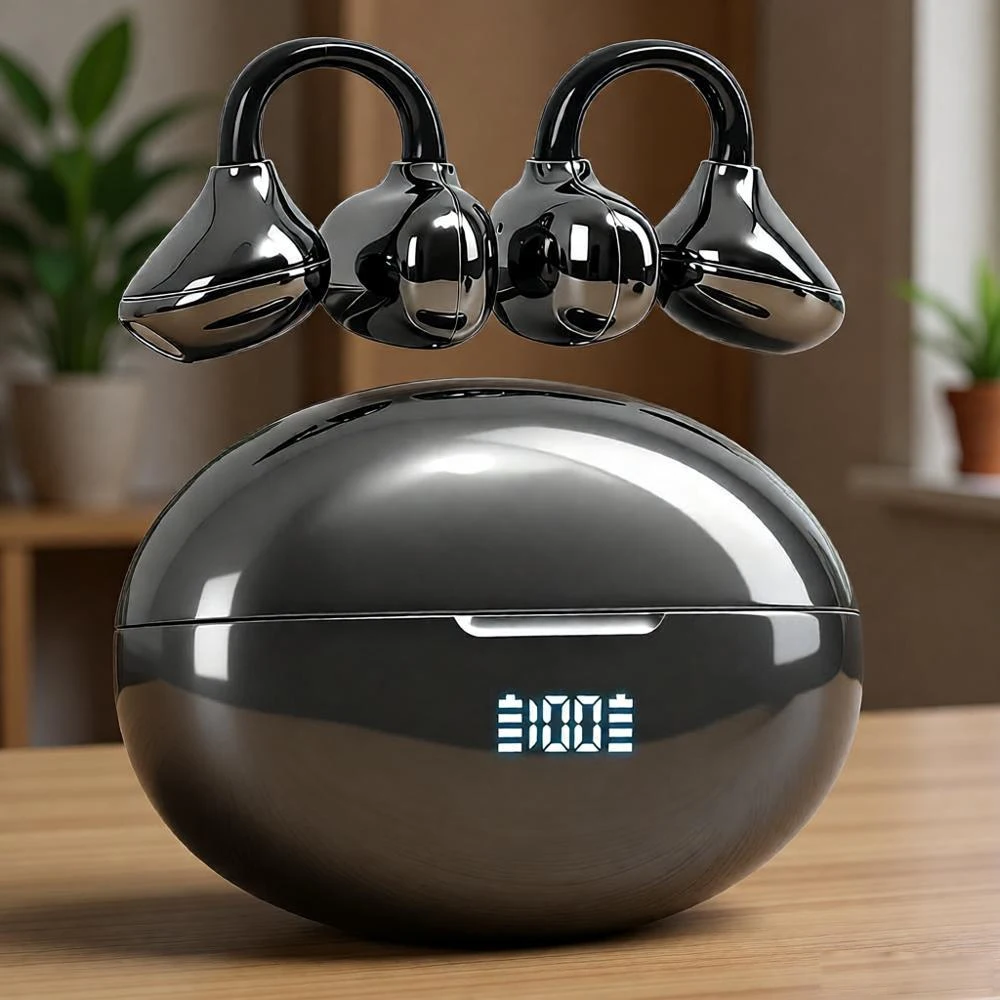 UYUXIO 무선 이어버드 BT 5.4 클립형 스포츠 이어폰 50시간 재생시간 IPX7 방수 오픈형 이어폰 이어후크 포함