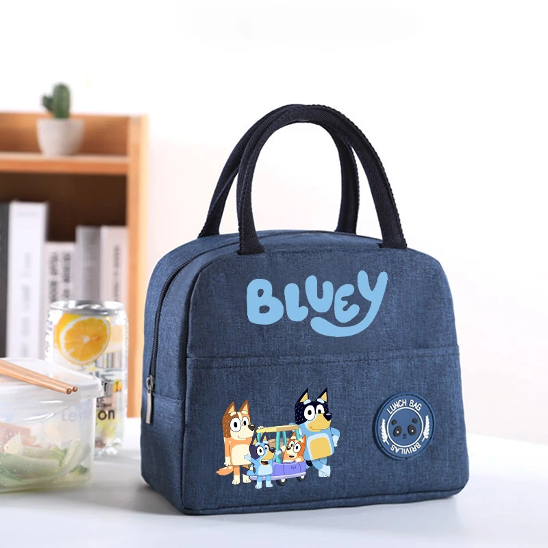 Bluey Lunch Hand Bags Child Bingo Chilli Anime Cartoon Lunch Box Men Woman Adult Office Thermal Insulat Case Kids Birthday Gifts