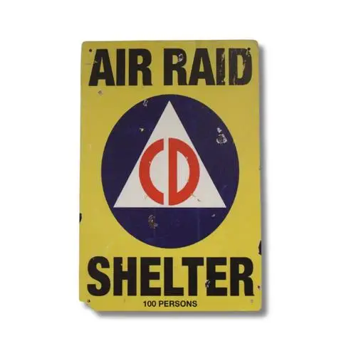 Air Shelter Tin Sign Civilian Defense Vintage Rustic Replica Decor