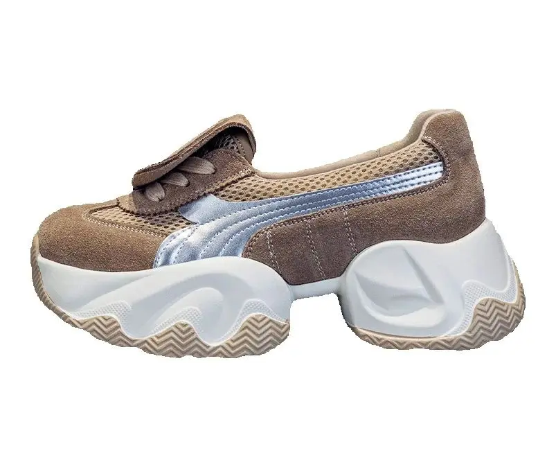 

Новинка весны 2025 года, универсальные неглубокие туфли на одинарной платформе, корейские туфли для папы на толстой подошве с круглой головкой