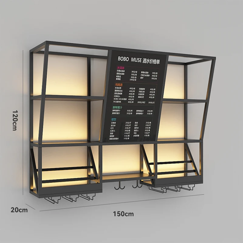 

Кованая настенная винная полка-стеллаж, многофункциональная подставка для меню для баров, кафе и ресторанов
