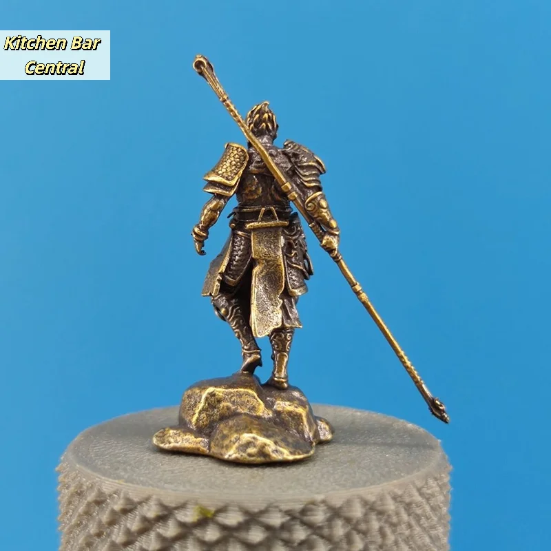 【1PC Miniature Sun Wukong Figurine With Golden Cudgel Desk Ornament Home Car Decor Craft Statue Model Mini Monkey Craft】
