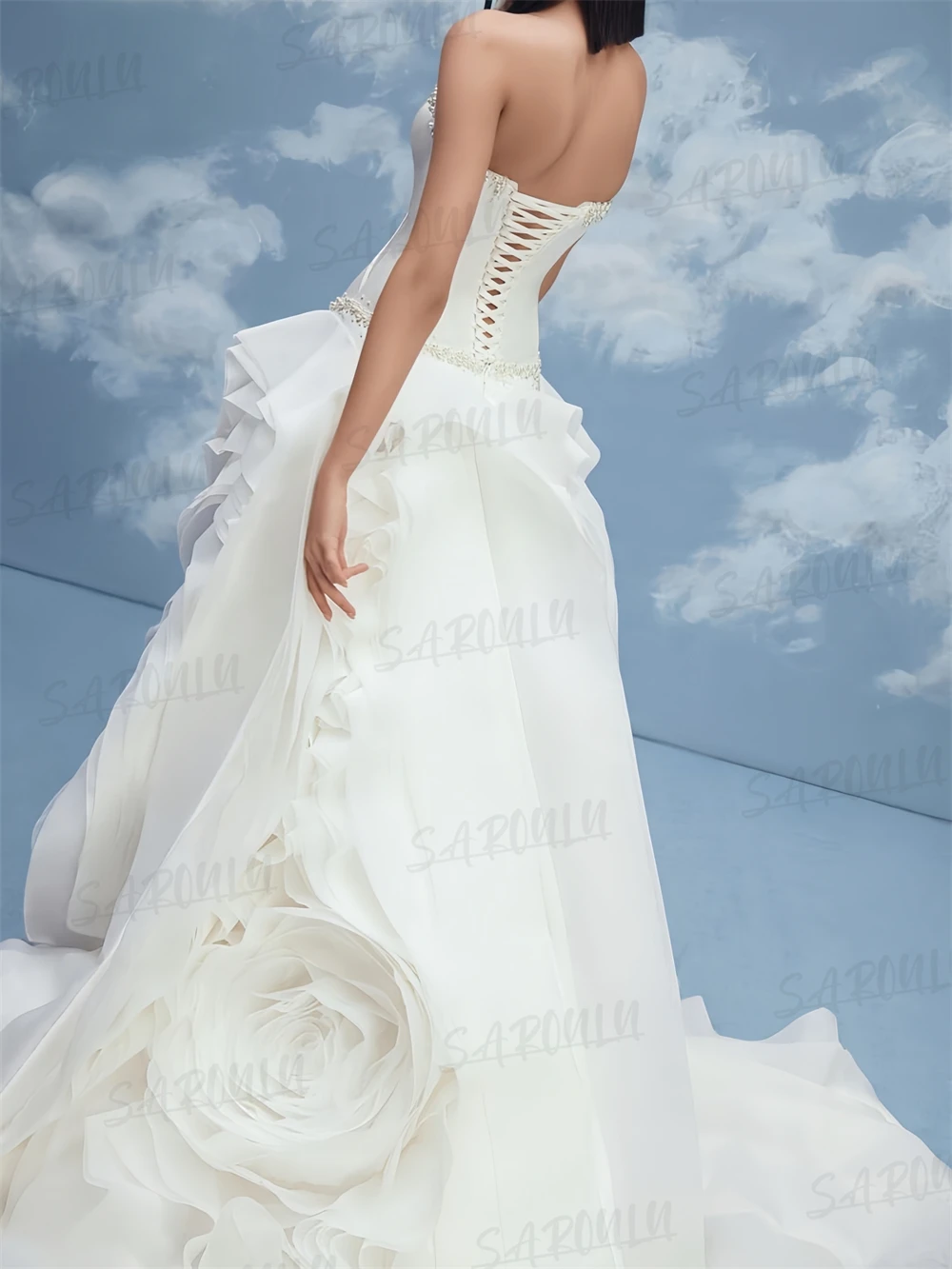 Robe de mariée en tulle de luxe, robes de mariée ALine en forme de rose, robe de patients corset avec perles délicates, robes de soirée personnalisées