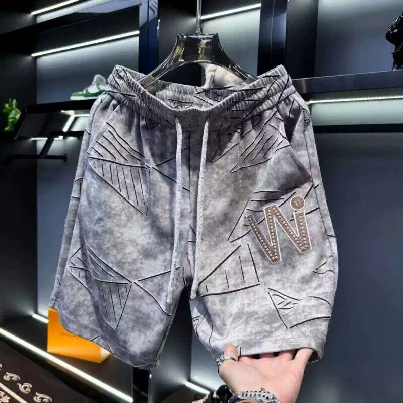 Ice Silk Quick Dry Fitness Training Shorts Men's Casual Running Outdoor Sports Four-Fifths Length Elastic Waist Straight Leg