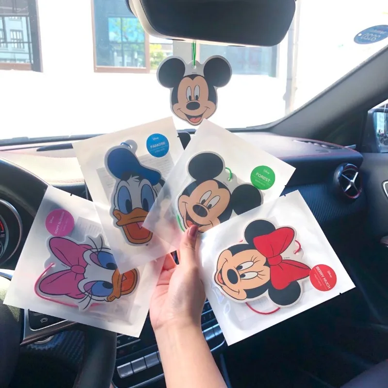 Disney Stitch Car Aromatherapy Anime Minnie Mickey Mouse Car Hanging Tablets Air Freshener Car Pendant Decorative Birthday Gifts