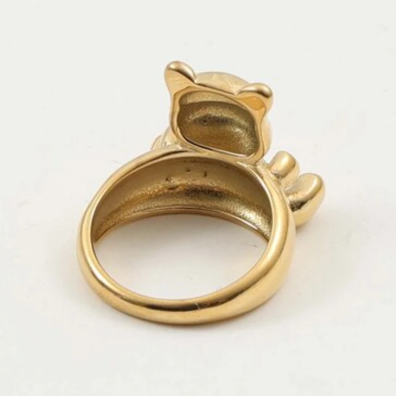 New Arrilval Cute Gold Color Bear Ring Stainless Steel Ring for Women