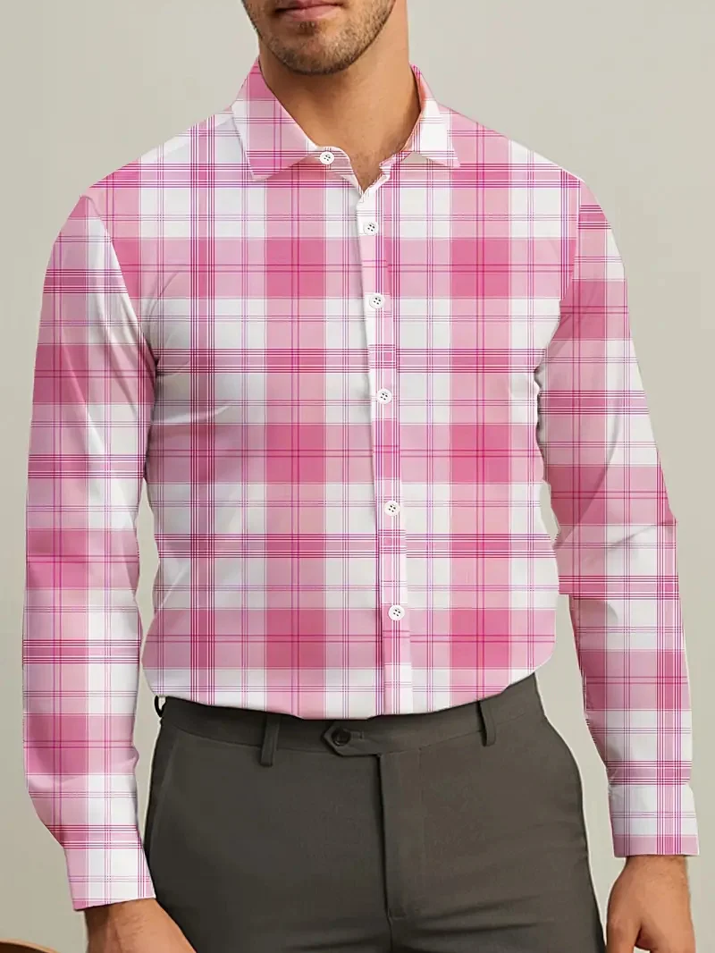 

Fashionable 3D textured printed men's autumn shirt, comfortable long sleeved shirt, holiday party lapel shirt