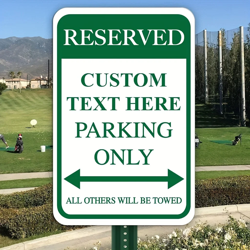 Premium Green Aluminum Reserved Parking Sign - Durable & Weatherproof, Easy Wall Mount, Versatile Home Decor for Private Spaces,