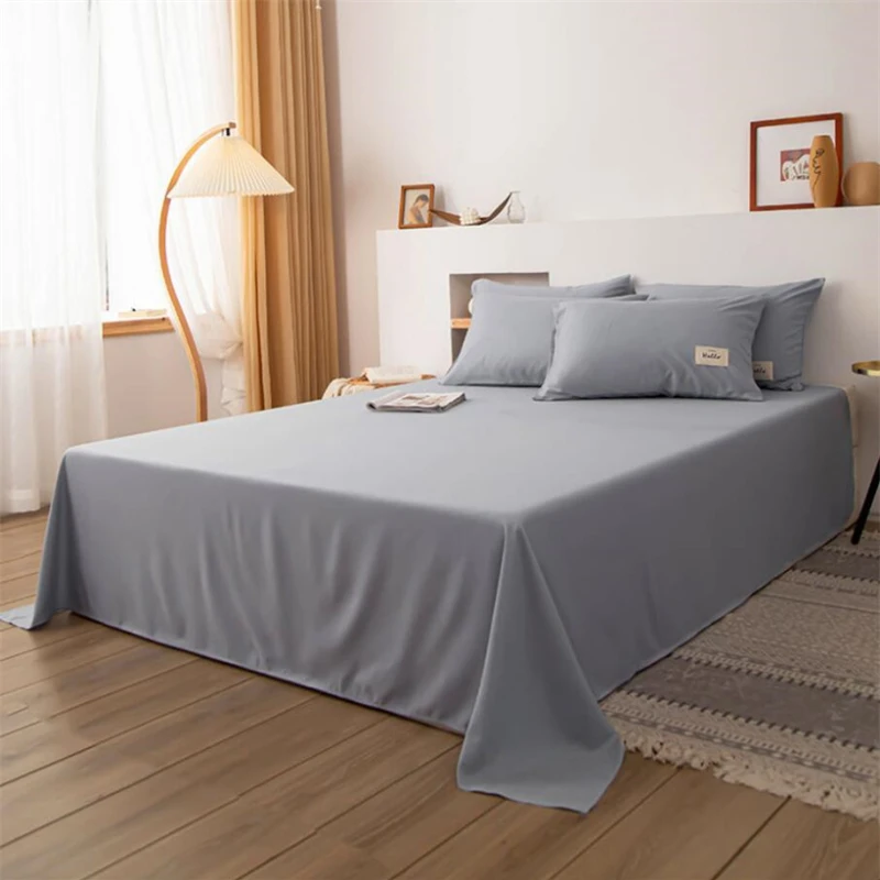 Sábana plana de algodón lavado, funda de cama sólida, individual, doble, Queen, King Size, colcha suave (se puede pedir funda de almohada)