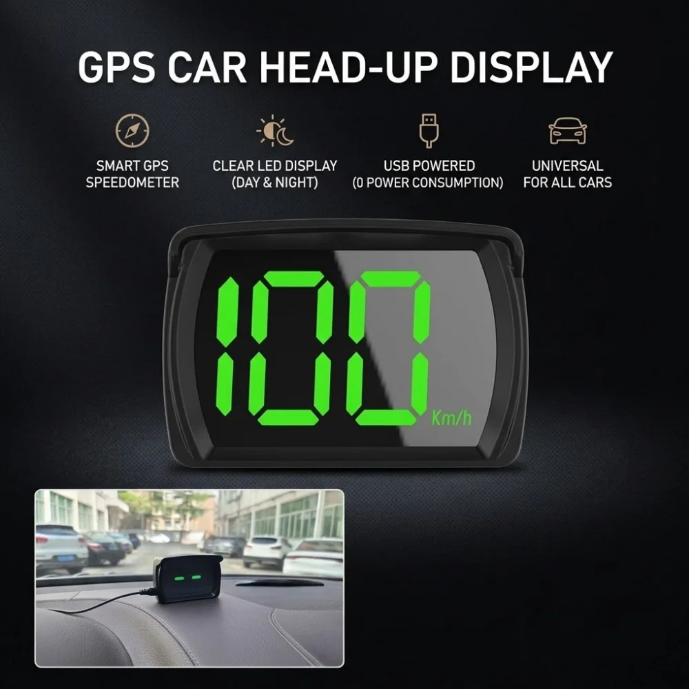 Digital Speed Gauge Auto Heads Up Display Windshield KM/H MPH MPH Reader Plug-and-Play Drive Computer for Cars Trucks RVs