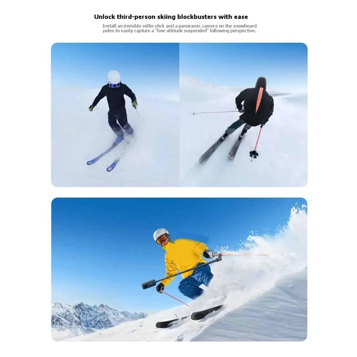OKgood Ski Pole Mount for Insta360 ONE X5/ONE X4 Snowboarding Shots 360 Camera Extension Bracket