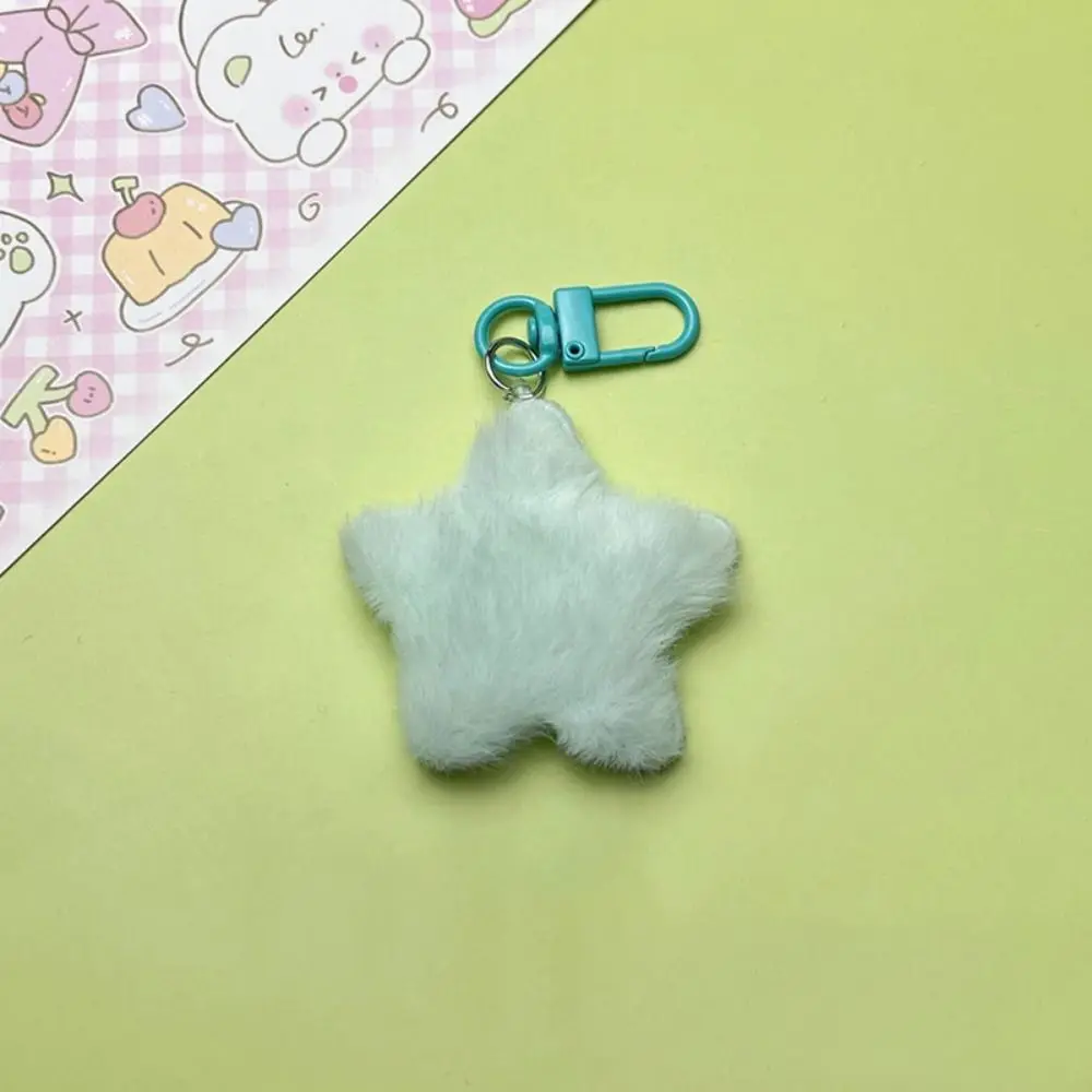 Fluffy Fur Multicolour Star Key Ring Pentagram Pom Pom Starfish Stars Keyring Fluffy Stars Backpack Pendant Children