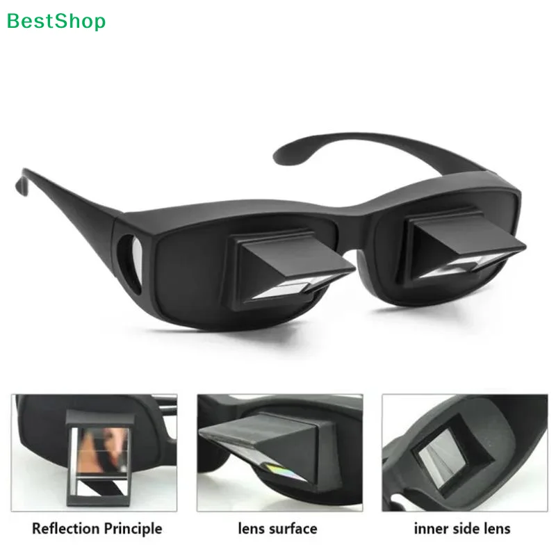 90 Degree Prism Glasses For Lying Down, Lazy Readers Periscope Spectacles, Horizontal Bed Reading & TV Watching, Fits Over Myopi