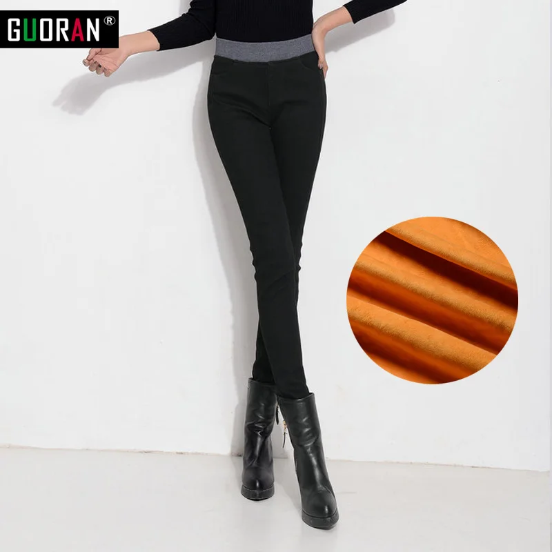 2022 Winter Jeans Pants New Women Denim Pants high elastic waist Warm Thicken Fleeces Pencil Trousers Leggings clothes 26-34