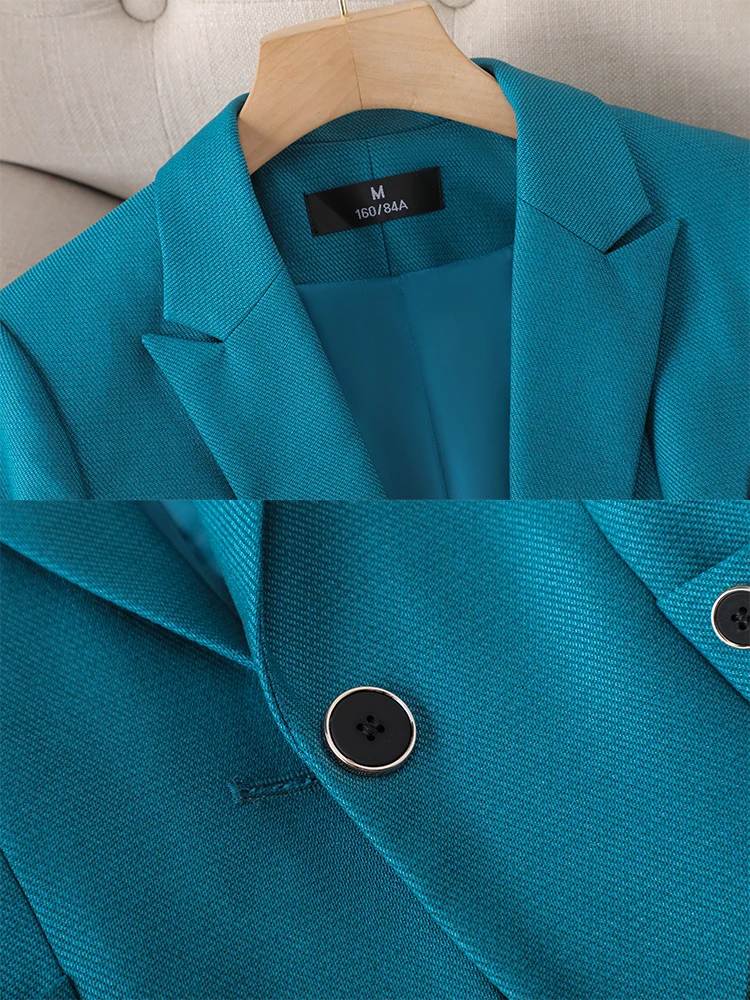 Blue Black Green Purple Ladies Blazer Women Female Single Button Full Sleeve Business Work Wear Formal Jacket For Autumn Winter