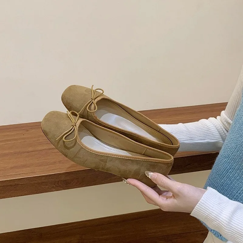 2025 Spring Bowtie Ballet Shoes Fashion Shallow Slip on Women Flat Loafers Shoes Ladies Casual Outdoor Ballerina Shoe Mocasines