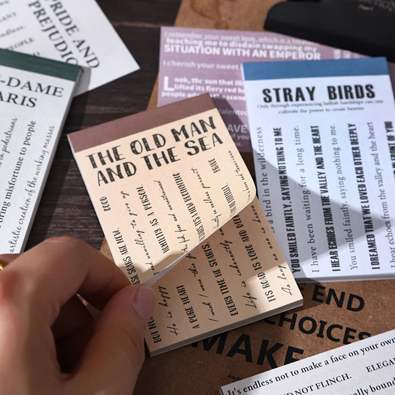 Mr.Paper 3-Pack Book Whisper Notepads - Literary Style Reading Notes, Student Reading Journal, Creative Index Tabs for DIY Decor