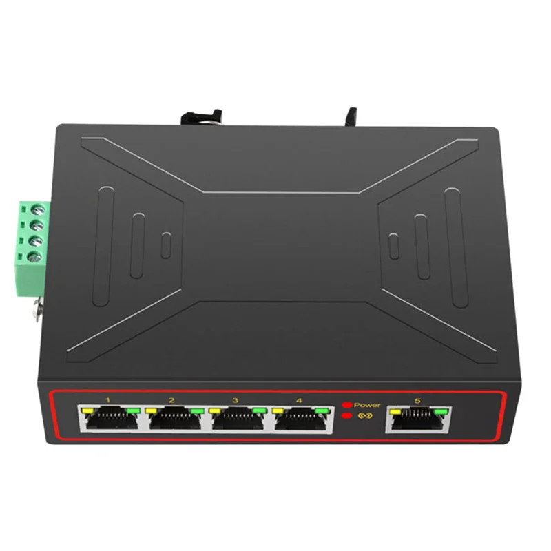 

5 Ports 100M Industrial Network Switch RJ45 Hub Internet Splitter RJ45 Switch Plug and Play DIN Rail Type Enhance Switch