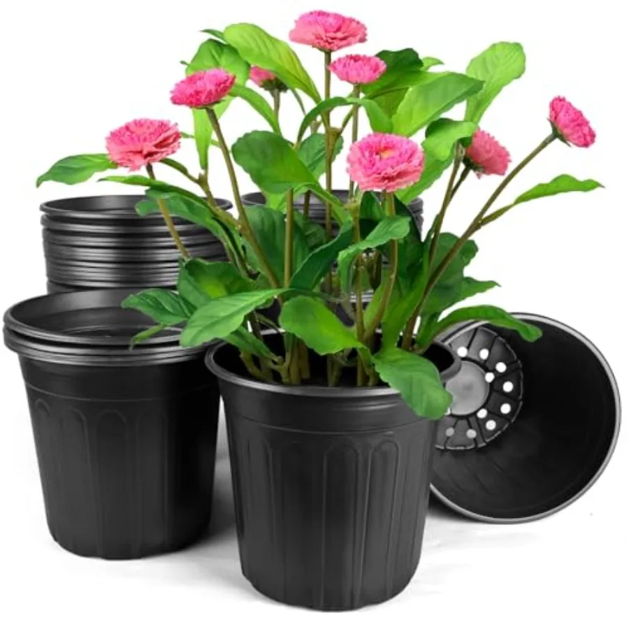 

3 Gallon Pots for Plants, 10.6 Inch Gallon Nursery Pots with Drainage Holes, 3 Gallon Plastic Plant Pots for Cuttings, Seeding,